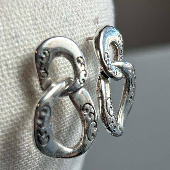 Brighton Double Loop Stud Earrings Dangle Silver Plated - Picture 2 of 7